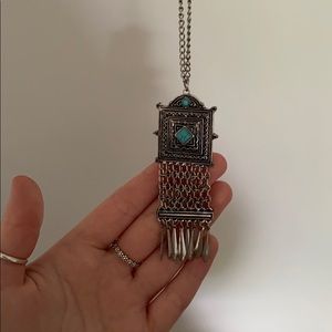 Silver and Blue Pendant Necklace